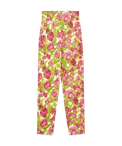 Weekend Max Mara Pantalon En Coton Stretch Imprimé In Multicolor