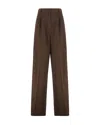 Weekend Max Mara High Waist Wide Leg Wool Trousers In Brown