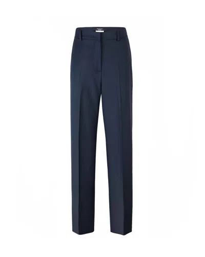 Weekend Max Mara Pantalone Palazzo Blu In Tela Di Lana In Blue