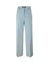 Weekend Max Mara Pantalone Palazzo Visivo In Tela Di Lana Verde Pastello In Blue