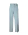 Weekend Max Mara Pantalone Palazzo Visivo In Tela Di Lana Verde Pastello In Blue