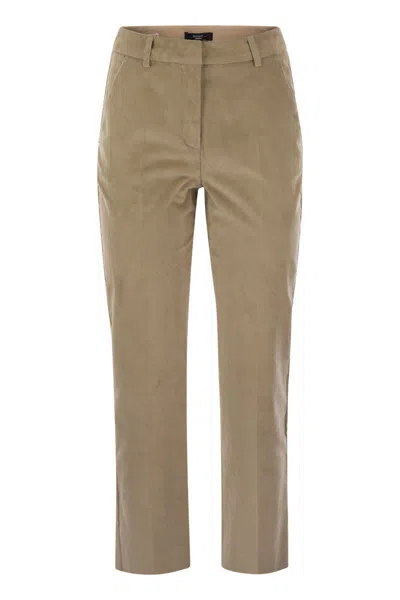 Weekend Max Mara Marruca - Cotton Velvet Trousers In Beige