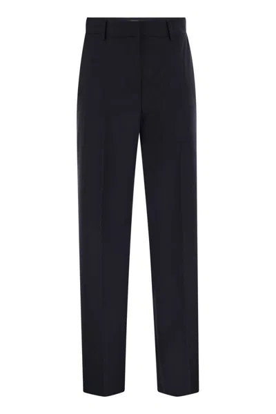 Weekend Max Mara Visivo - Wool Canvas Palazzo Trousers In Blue