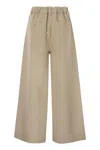 Weekend Max Mara Disco Cotton Drill Wide Pants In Beige O Tan
