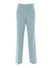 Weekend Max Mara Double Viscose Canvas Trousers In Green