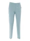 Weekend Max Mara Double Viscose Canvas Trousers In Green