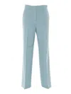 Weekend Max Mara Double Viscose Canvas Trousers In Green