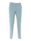 Weekend Max Mara Double Viscose Canvas Trousers In Green