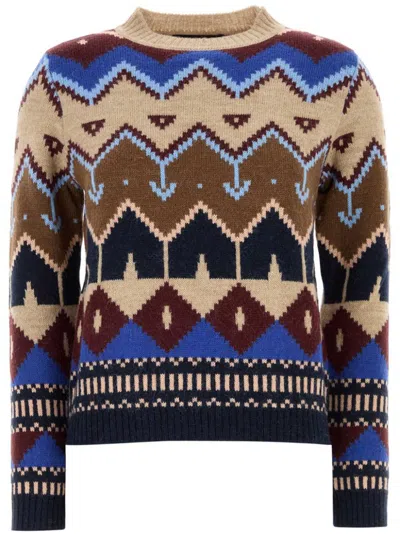 Weekend Max Mara Paride Geometric Intarsia Sweater In Purple