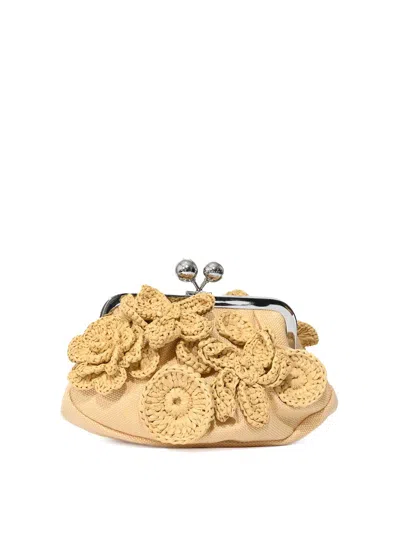 Weekend Max Mara Pasticcino Bag  Small Raffia Effect Bag In Sand