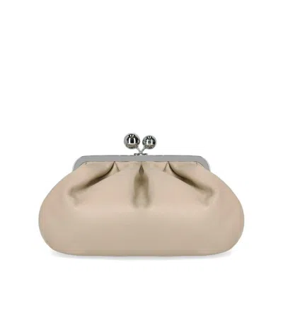Weekend Max Mara Pasticcino Cubico Medium Sand Clutch Bag In Beige