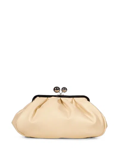 Weekend Max Mara Pasticcino Gathered Leather Clutch Bag In Nude