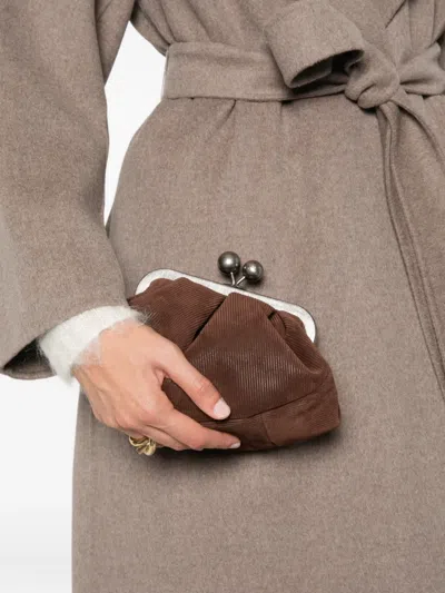 Weekend Max Mara Pasticcino Leather Clutch Bag In Brown