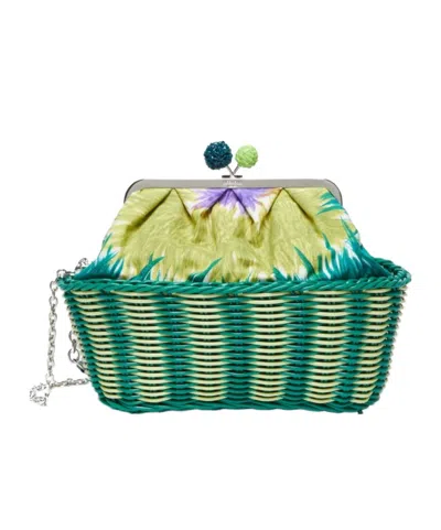 Weekend Max Mara Pasticcino Medium Printed Canvas Bag In Green