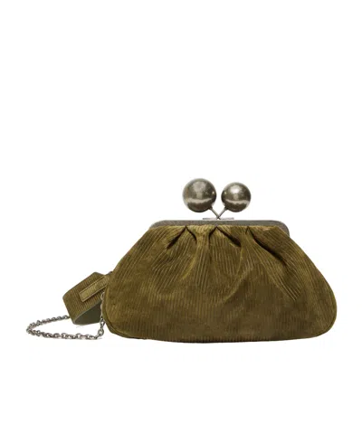 Weekend Max Mara Pasticcino Medium Ribbed Suede Handbag In Brown