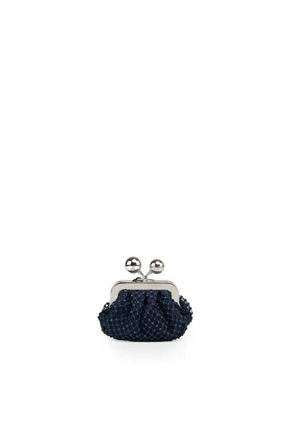 Weekend Max Mara Pasticcino Nano Dilly Bag In Mesh And Rhinestones In Oltremare