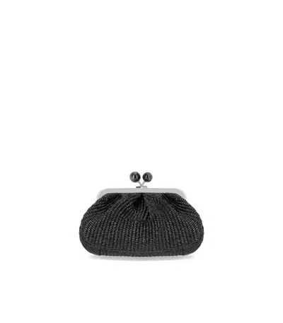 Weekend Max Mara Pasticcino Palmas Small Black Clutch Bag