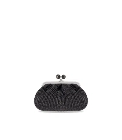 Weekend Max Mara Pasticcino Palmas Small Black Clutch Bag