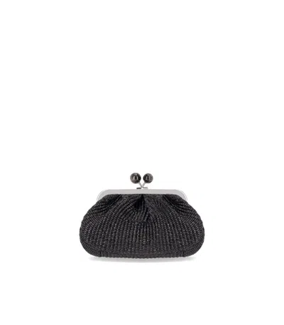 Weekend Max Mara Pasticcino Palmas Small Black Clutch Bag