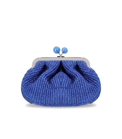 Weekend Max Mara Pasticcino Palmas Small Blue Clutch Bag