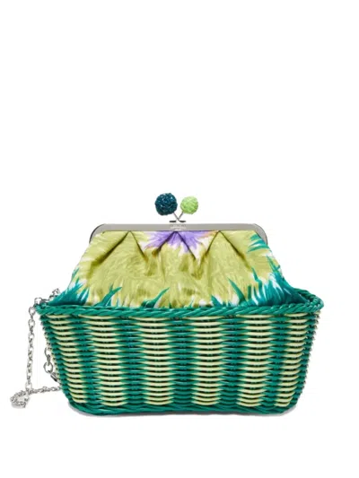 Weekend Max Mara Pasticcino Printed Wicker Clutch Bag