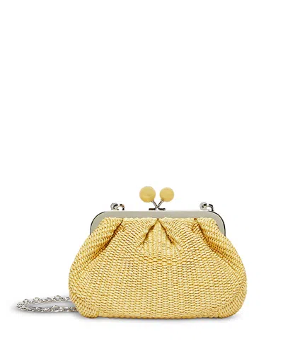 Weekend Max Mara Small Woven Pasticcino Clutch Bag In Blue
