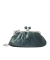 Weekend Max Mara Small Velvet Pasticcino Clutch Bag In Green