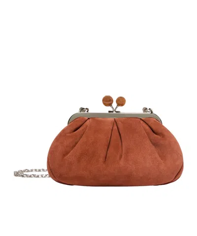 Weekend Max Mara Pasticcino Small Suede Shoulder Bag In Brown
