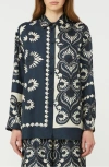 Weekend Max Mara Weekend Maxmara Wkdlastra Printed Silk Patchwork Shirt In Blue