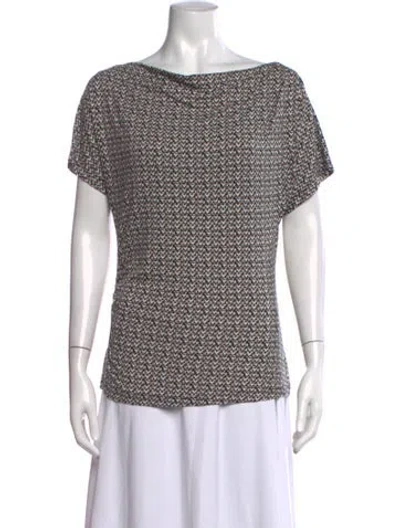 Pre-owned Weekend Max Mara Patterned Bateau Neckline Top In Black