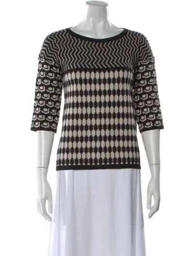 Pre-owned Weekend Max Mara Patterned Crew Neck Sweater In Black