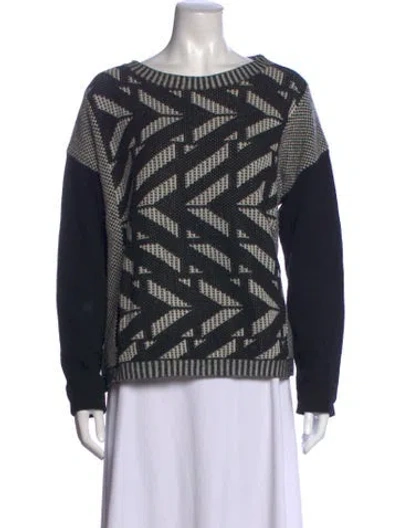 Pre-owned Weekend Max Mara Patterned Crew Neck Sweater In Black