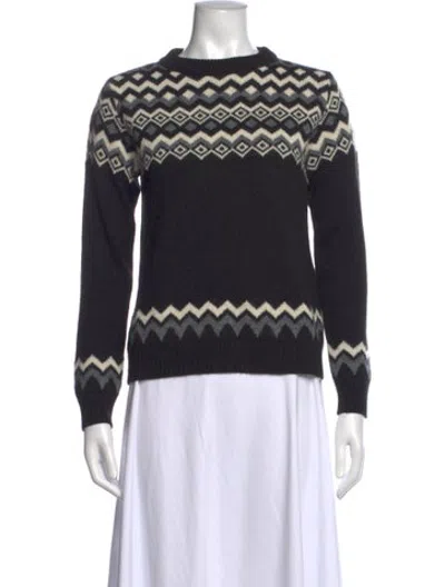 Pre-owned Weekend Max Mara Patterned Crew Neck Sweater In Black