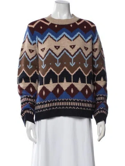 Pre-owned Weekend Max Mara Patterned Crew Neck Sweater In Burgundy
