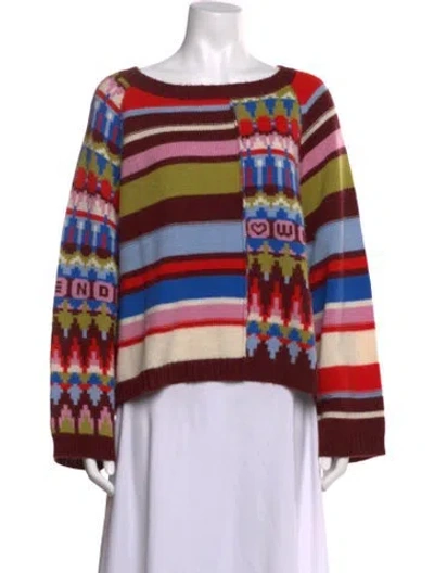 Pre-owned Weekend Max Mara Patterned Crew Neck Sweater In Red