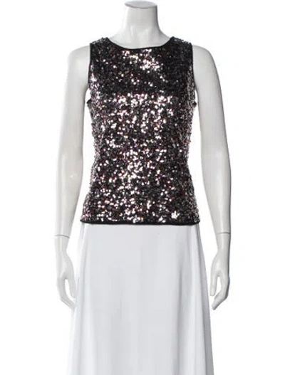 Pre-owned Weekend Max Mara Patterned Crew Neck Top In Black