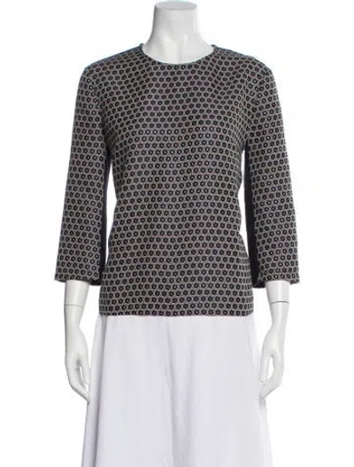 Pre-owned Weekend Max Mara Patterned Crew Neck Top In Blue