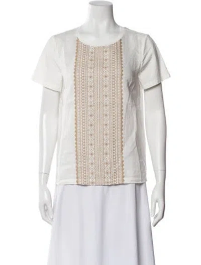 Pre-owned Weekend Max Mara Patterned Crew Neck T-shirt In White