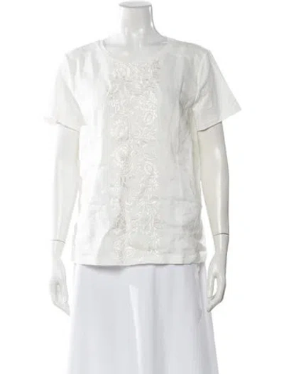 Pre-owned Weekend Max Mara Patterned Crew Neck T-shirt In White