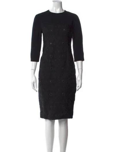 Pre-owned Weekend Max Mara Patterned Knee-length Dress In Black