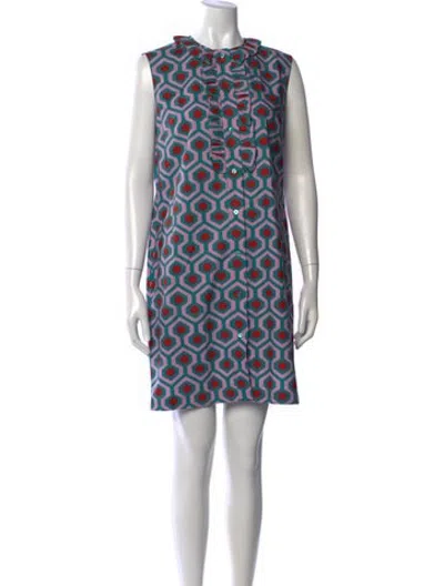 Pre-owned Weekend Max Mara Patterned Mini Dress In Multicolor