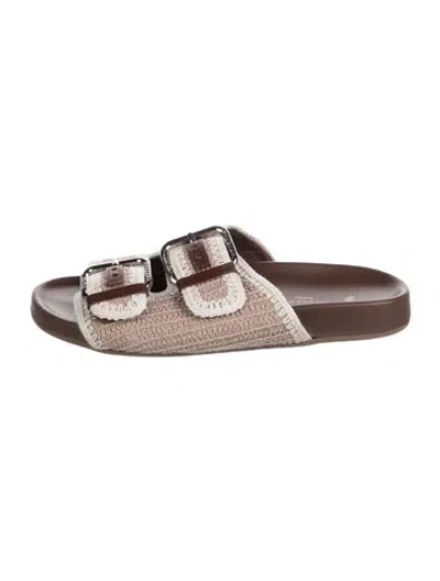 Pre-owned Weekend Max Mara Patterned Slides In Brown