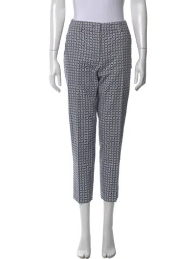 Pre-owned Weekend Max Mara Patterned Straight Leg Pants In Blue