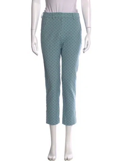 Pre-owned Weekend Max Mara Patterned Straight Leg Pants In Blue