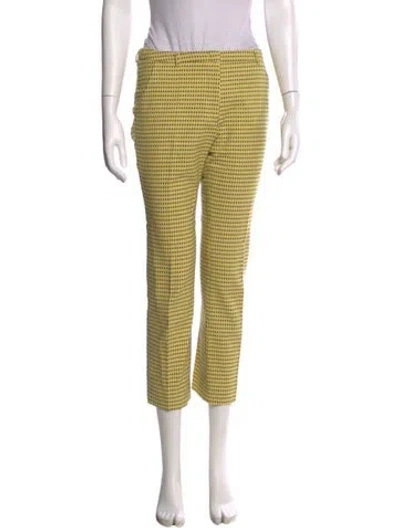 Pre-owned Weekend Max Mara Patterned Straight Leg Pants In Yellow