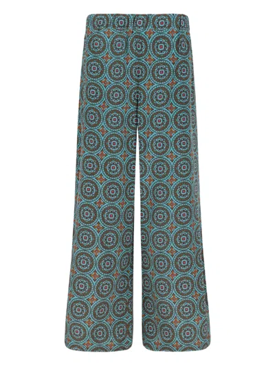 Weekend Max Mara Patterned Trousers In Green