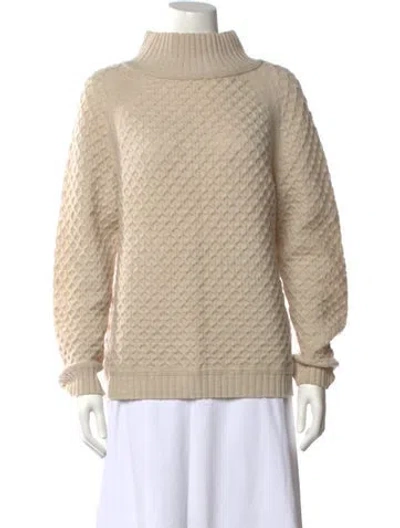 Pre-owned Weekend Max Mara Patterned Turtleneck Sweater In Neutrals