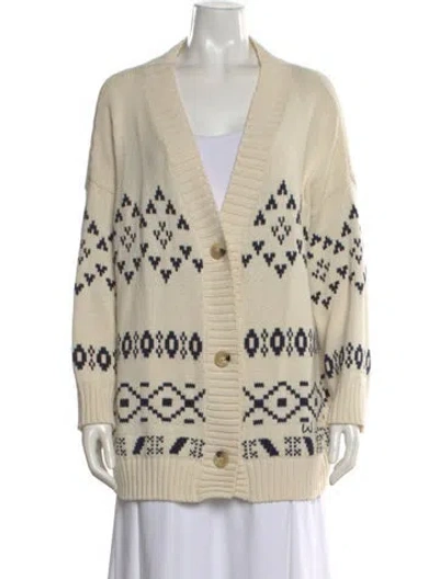 Pre-owned Weekend Max Mara Patterned V-neck Sweater In Neutral