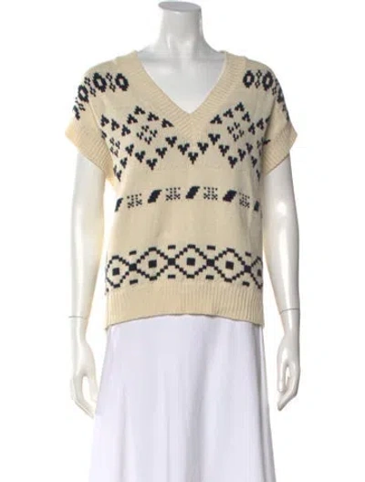 Pre-owned Weekend Max Mara Patterned V-neck Sweater In Neutral