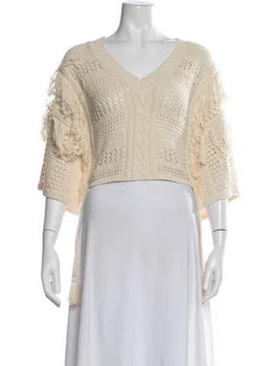 Pre-owned Weekend Max Mara Patterned V-neck Sweater In Neutrals